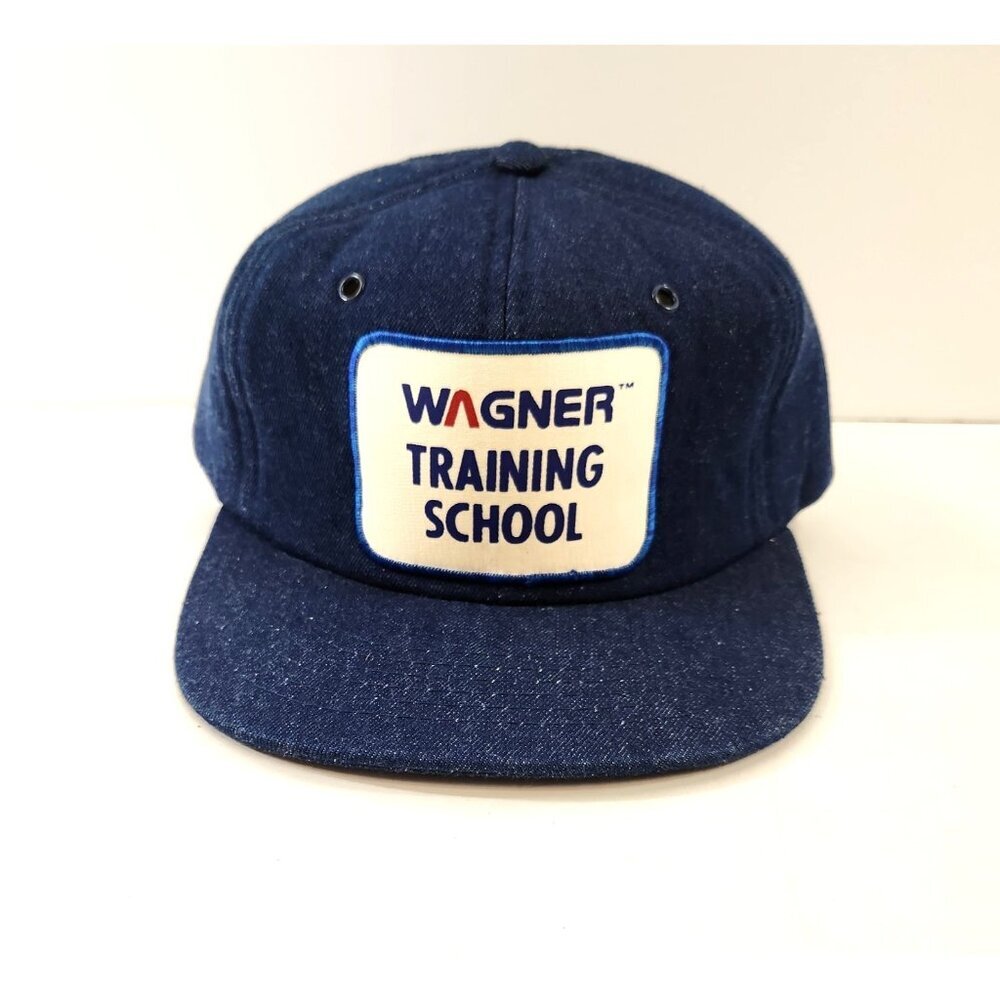 Wagner Training School Snapback Denim Trucker Hat Vtg Adjustable Unisex